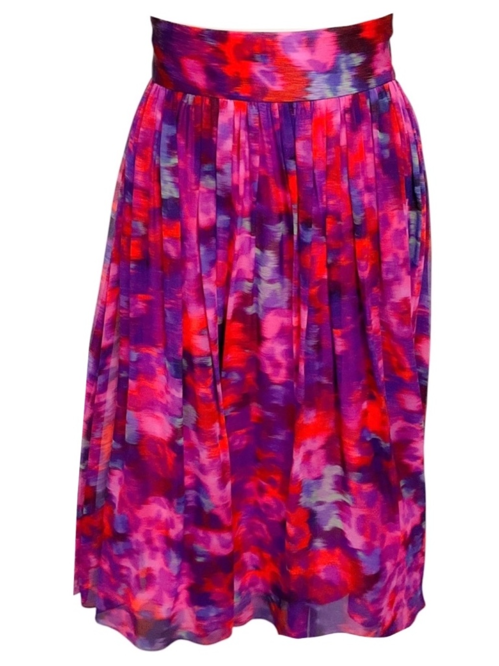 ERDEM PINK / PURPLE LEOPARD MIRAGE VOILE SUSIE FULL SKIRT